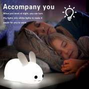 Bedside Night Lamp Bunny - силиконова детска нощна лампа с два вида светлина (бял) 2