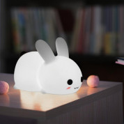 Bedside Night Lamp Bunny - силиконова детска нощна лампа с два вида светлина (бял) 1