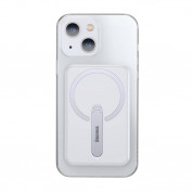 Baseus Crystal Magnetic Glass Case With a Bracket - хибриден удароустойчив кейс с MagSafe и вградена поставка за iPhone 13 (прозрачен)