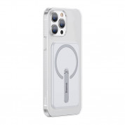 Baseus Crystal Magnetic Glass Case With a Bracket - хибриден удароустойчив кейс с MagSafe и вградена поставка за iPhone 13 Pro (прозрачен) 3