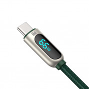 Baseus Digital Display USB-A to USB-C Cable 66W (CASX020106) - здрав кабел с въжена оплетка с бързо зареждане за устройства с USB-C порт (200 см) (зелен) 5