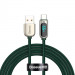 Baseus Digital Display USB-A to USB-C Cable 66W (CASX020106) - здрав кабел с въжена оплетка с бързо зареждане за устройства с USB-C порт (200 см) (зелен) 1