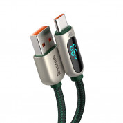 Baseus Digital Display USB-A to USB-C Cable 66W (CASX020106) - здрав кабел с въжена оплетка с бързо зареждане за устройства с USB-C порт (200 см) (зелен) 3