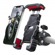 Joyroom Bike Holder for Bicycle And Motorcycle - поставка за велосипеди, мотоциклети, скутери за смартфони с дисплей от 4.8 до 6.8 инча (черен-червен)