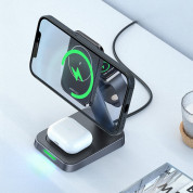 Acefast 3-in-1 Wireless Charger with MagSafe 15W - тройна поставка (пад) за безжично зареждане за iPhone с Magsafe, Apple Watch и AirPods Pro (черен) 9