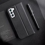Dux Ducis Hivo Genuine Leather Flip Wallet Case - кожен калъф от естествена кожа с поставка и отделение за кр. карти за Samsung Galaxy S22 (черен) 15
