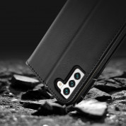 Dux Ducis Hivo Genuine Leather Flip Wallet Case - кожен калъф от естествена кожа с поставка и отделение за кр. карти за Samsung Galaxy S22 (черен) 11