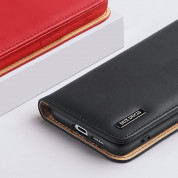 Dux Ducis Hivo Genuine Leather Flip Wallet Case - кожен калъф от естествена кожа с поставка и отделение за кр. карти за Samsung Galaxy S22 (черен) 12