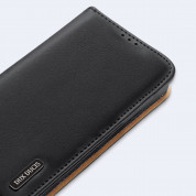 Dux Ducis Hivo Genuine Leather Flip Wallet Case - кожен калъф от естествена кожа с поставка и отделение за кр. карти за Samsung Galaxy S22 (черен) 7