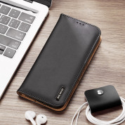 Dux Ducis Hivo Genuine Leather Flip Wallet Case - кожен калъф от естествена кожа с поставка и отделение за кр. карти за Samsung Galaxy S22 (черен) 6