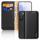 Dux Ducis Hivo Genuine Leather Flip Wallet Case - кожен калъф от естествена кожа с поставка и отделение за кр. карти за Samsung Galaxy S22 Plus (черен)