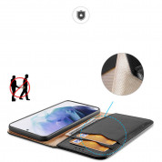 Dux Ducis Hivo Genuine Leather Flip Wallet Case - кожен калъф от естествена кожа с поставка и отделение за кр. карти за Samsung Galaxy S22 Plus (черен) 2