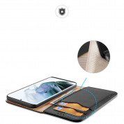 Dux Ducis Hivo Genuine Leather Flip Wallet Case - кожен калъф от естествена кожа с поставка и отделение за кр. карти за Samsung Galaxy S22 Ultra (черен) 2