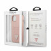 Guess Saffiano Double Card PU Leather Hard Case - дизайнерски кожен кейс с джоб за карти за iPhone 13 mini (розов) 6
