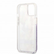 Guess Liquid Glitter Flower Case - дизайнерски кейс с висока защита за iPhone 13 mini (лилав) 4