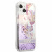 Guess Liquid Glitter Flower Case - дизайнерски кейс с висока защита за iPhone 13 mini (лилав) 3
