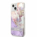 Guess Liquid Glitter Flower Case - дизайнерски кейс с висока защита за iPhone 13 mini (лилав) 1