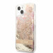 Guess Liquid Glitter Flower Case - дизайнерски кейс с висока защита за iPhone 13 mini (златист) 1