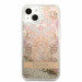 Guess Liquid Glitter Flower Case - дизайнерски кейс с висока защита за iPhone 13 mini (златист) 2