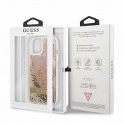 Guess Liquid Glitter Flower Case - дизайнерски кейс с висока защита за iPhone 13 mini (златист) 5