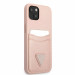 Guess Saffiano Double Card PU Leather Hard Case - дизайнерски кожен кейс с джоб за карти за iPhone 13 (розов) 3