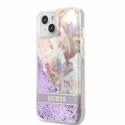 Guess Liquid Glitter Flower Case for iPhone 13 (purple)