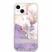 Guess Liquid Glitter Flower Case - дизайнерски кейс с висока защита за iPhone 13 (лилав) 2