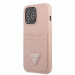 Guess Saffiano Double Card PU Leather Hard Case - дизайнерски кожен кейс с джоб за карти за iPhone 13 Pro (розов) 1