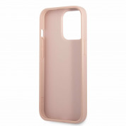 Guess Saffiano Double Card PU Leather Hard Case - дизайнерски кожен кейс с джоб за карти за iPhone 13 Pro (розов) 4