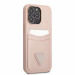 Guess Saffiano Double Card PU Leather Hard Case - дизайнерски кожен кейс с джоб за карти за iPhone 13 Pro (розов) 3