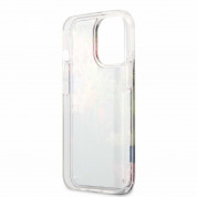 Guess Liquid Glitter Flower Case - дизайнерски кейс с висока защита за iPhone 13 Pro (син) 4