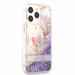 Guess Liquid Glitter Flower Case - дизайнерски кейс с висока защита за iPhone 13 Pro (лилав) 3