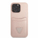 Guess Saffiano Double Card PU Leather Hard Case - дизайнерски кожен кейс с джоб за карти за iPhone 13 Pro Max (розов) 2