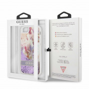 Guess Liquid Glitter Flower Case - дизайнерски кейс с висока защита за iPhone SE (2022), iPhone SE (2020), iPhone 8, iPhone 7 (лилав) 5