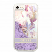 Guess Liquid Glitter Flower Case - дизайнерски кейс с висока защита за iPhone SE (2022), iPhone SE (2020), iPhone 8, iPhone 7 (лилав) 1