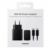 Samsung Power Delivery 3.0 45W Wall Charger EP-T4510XBEGEU - захранване за ел. мрежа с USB-C изход и USB-C кабел (черен) (retail опаковка) 4