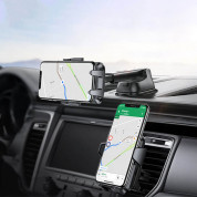 Joyroom Mechanical Car Phone Holder For Dashboard Air Vent Grille - универсална разтягаща се поставка за таблото, стъклото или радиатора на кола за смартфони с дисплей от 4 до 7 инча (черен) 7