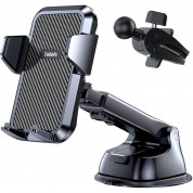 Joyroom Mechanical Car Phone Holder For Dashboard Air Vent Grille - универсална разтягаща се поставка за таблото, стъклото или радиатора на кола за смартфони с дисплей от 4 до 7 инча (черен)