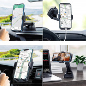 Joyroom Mechanical Car Phone Holder For Dashboard Air Vent Grille - универсална разтягаща се поставка за таблото, стъклото или радиатора на кола за смартфони с дисплей от 4 до 7 инча (черен) 1