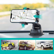 Joyroom Mechanical Car Phone Holder For Dashboard Air Vent Grille - универсална разтягаща се поставка за таблото, стъклото или радиатора на кола за смартфони с дисплей от 4 до 7 инча (черен) 3