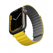 Uniq Revix Silicone Magnetic Strap - двулицевва магнитна силиконова каишка за Apple Watch 42мм, 44мм, 45мм (жълт-сив) 1