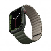 Uniq Revix Silicone Magnetic Strap - двулицевва магнитна силиконова каишка за Apple Watch 42мм, 44мм, 45мм (зелен-кафяв) 1