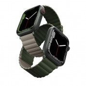 Uniq Revix Silicone Magnetic Strap - двулицева магнитна силиконова каишка за Apple Watch 42мм, 44мм, 45мм, Ultra 49мм (зелен-кафяв)