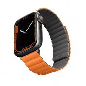 Uniq Revix Silicone Magnetic Strap - двулицевва магнитна силиконова каишка за Apple Watch 42мм, 44мм, 45мм, Ultra 49мм (оранжев-сив) 1