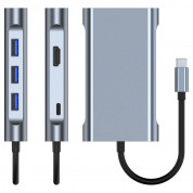 Tech-Protect USB-C Hub 7-in-1 v6 - мултифункционален хъб за свързване на допълнителна периферия за устройства с USB-C (тъмносив) 7