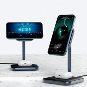 Acefast E1 2-in1 Magnetic Desktop Wireless Charging Stand 15W - двойна поставка (пад) за безжично зареждане за iPhone с Magsafe и други устройства с Qi безжично зареждане (черен) 4