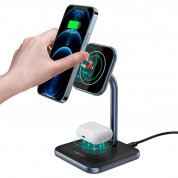Acefast E1 2-in1 Magnetic Desktop Wireless Charging Stand 15W - двойна поставка (пад) за безжично зареждане за iPhone с Magsafe и други устройства с Qi безжично зареждане (черен) 1