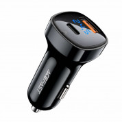 Acefast B4 Dual Car Charger 66W - зарядно за кола с USB-A и USB-C изходи с технология за бързо зареждане и дисплей (черен)