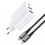 Acefast A17 65W GaN Charger - захранване за ел. мрежа за лаптопи, смартфони и таблети с USB-C и USB-A изходи, HDMI порт и USB-C към USB-C кабел (бял)