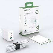 Acefast A13 PD 65W Charger - захранване за ел. мрежа за лаптопи, смартфони и таблети с 2XUSB-C и USB-A изходи и USB-C към USB-C кабел (бял) 6
